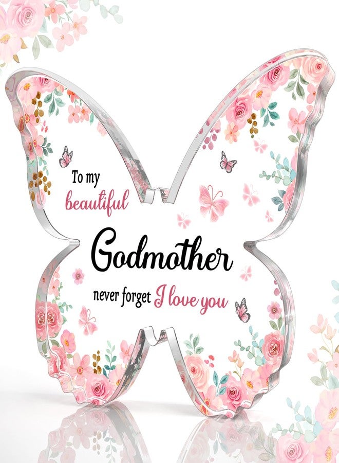 GiftyTrove Unique Godmother Gifts, 5x3.8x0.5 Inch Butterfly Acrylic Plaque Decor, Mothers Day Birthday Christmas Gift, Will You Be My Godmother from Godchild - Image 1